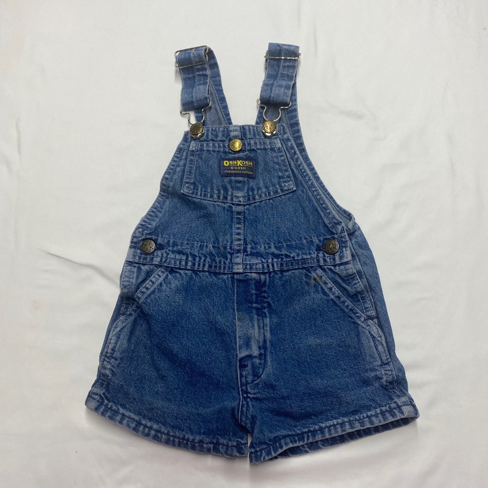 Vintage OshKosh B'gosh Denim Shortalls Vestbak Made in USA Blue 4T